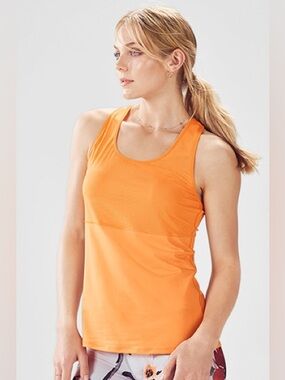 Fabletics Women’s Reese Orange Racerback Tank Top, Size S/M, Athletic, Yoga, Run